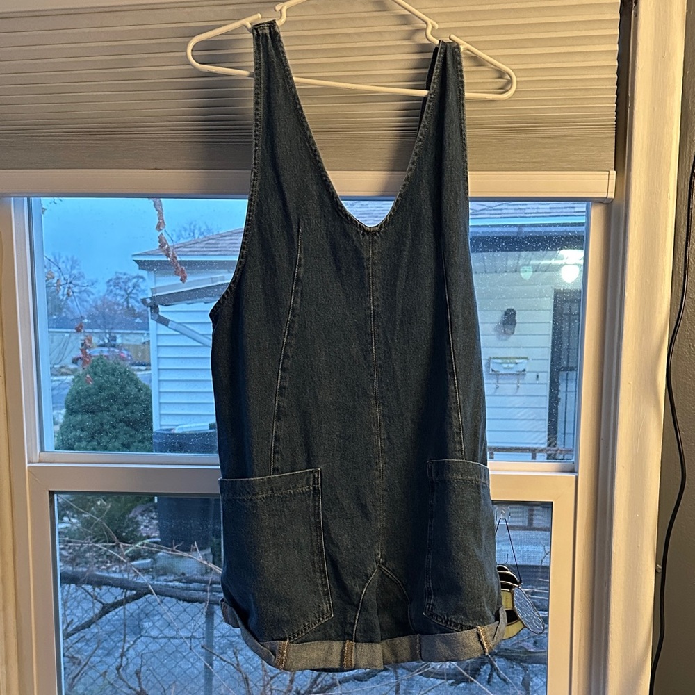 free people denim romper